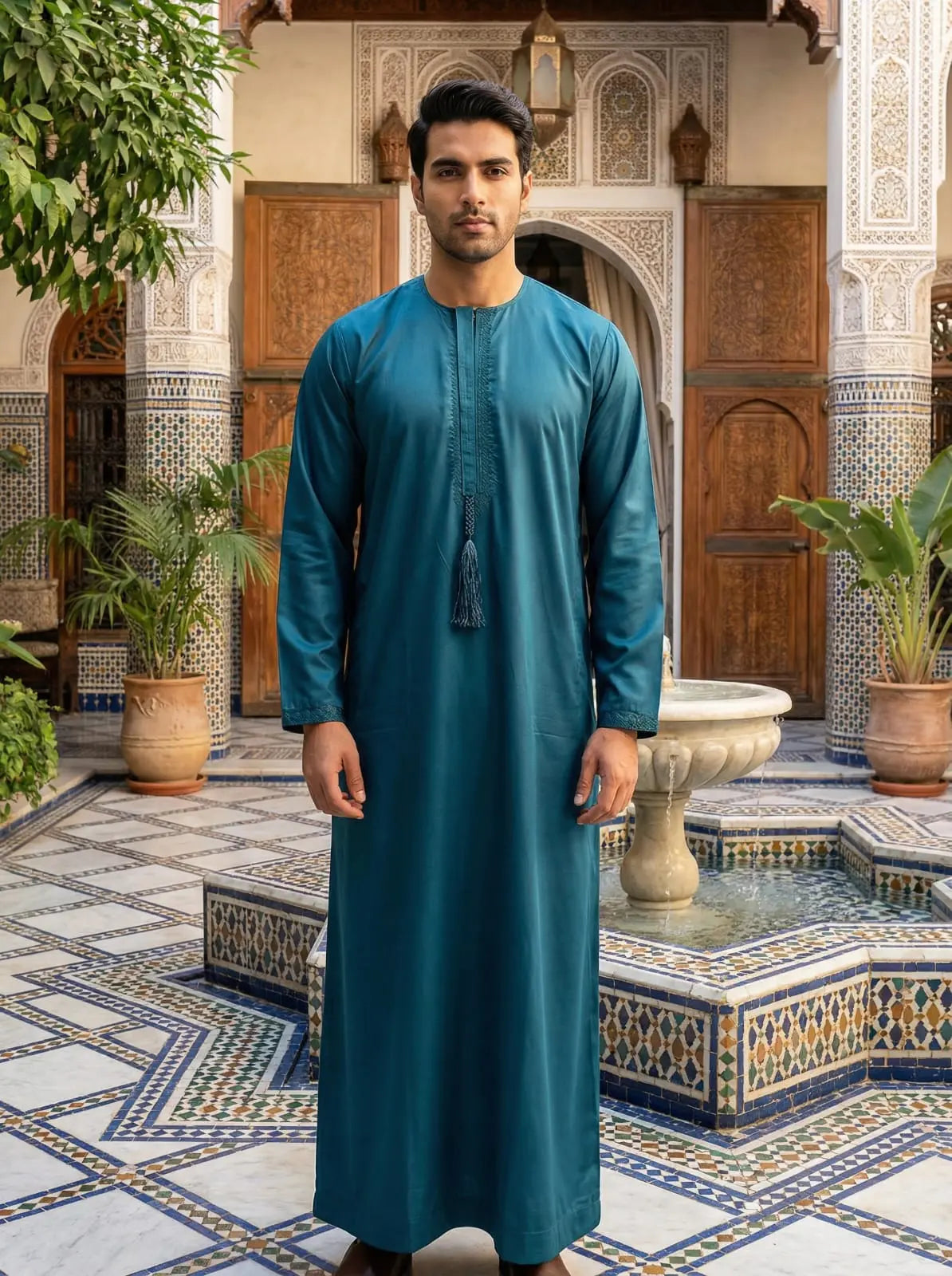 Marrakesh Teal Zinc Blue Jubba Naya Pakistani Bazar