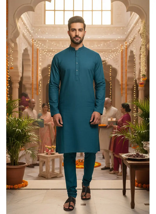 Deep Blue Teal Kurta Naya Pakistani Bazar