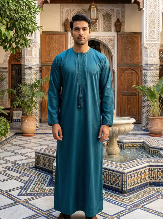 Marrakesh Teal Zinc Blue Jubba Naya Pakistani Bazar